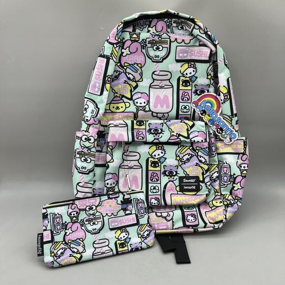 Hello Kitty Sanrio Loungefly Backpack and Pouch 2019 NYCC Blue Pink New With Tag